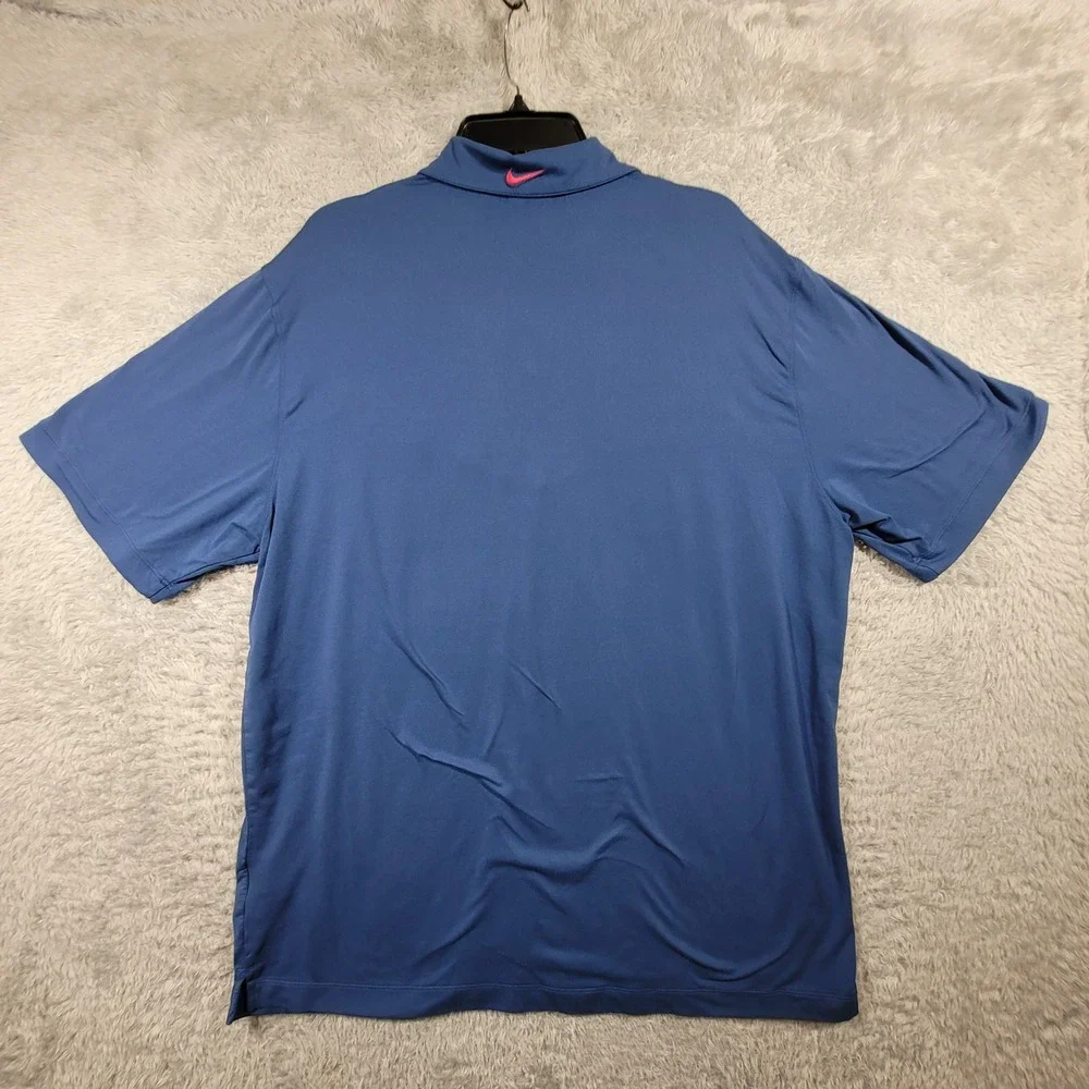 Nike Golf Dri Fit Polo‎ Shirt Mens XL Blue Red Chevron Short Sleeve